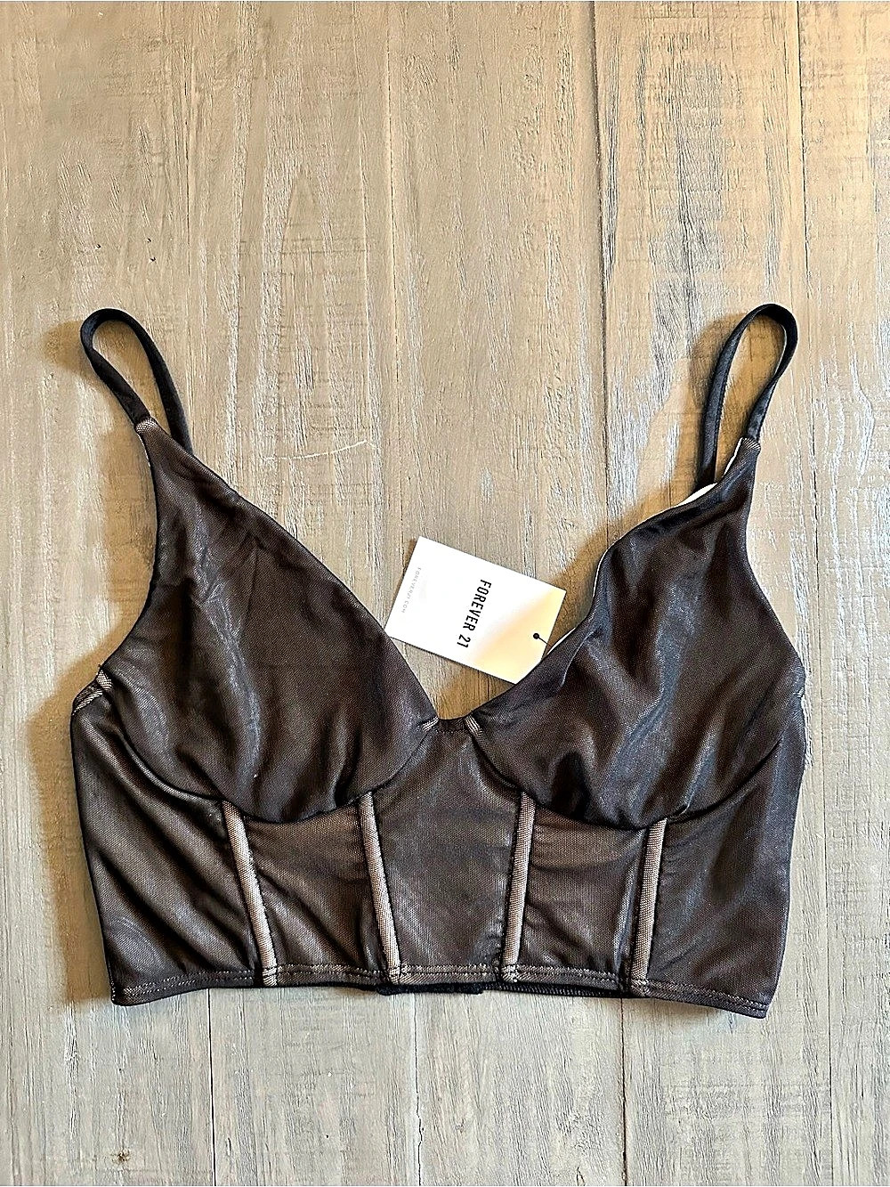 Forever 21 Black Bustier Crop Top S